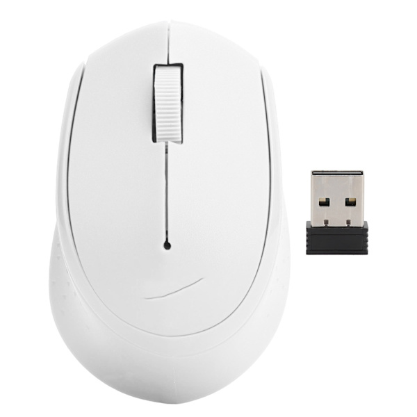 2,4 GHz mus - lydløs, ergonomisk, mini, bærbar med trådløs modtager til stationær computer, bærbar computer - hvid