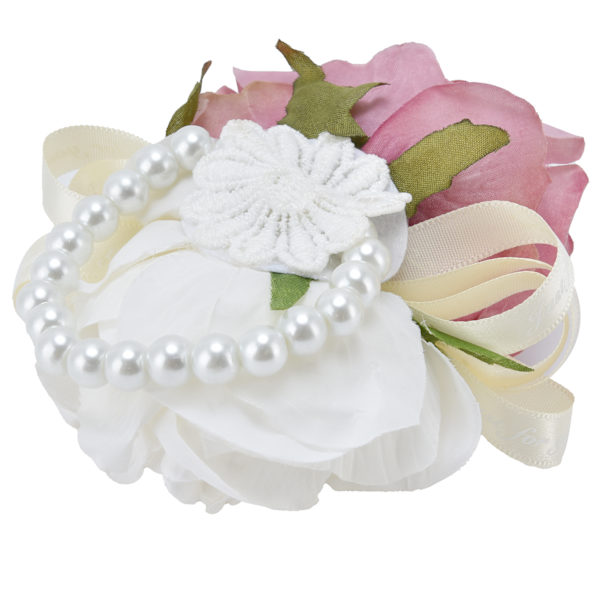 Brudehåndledd Blomst Brudepike kunstig håndledd Corsage armbånd til bryllupsdag Rosa