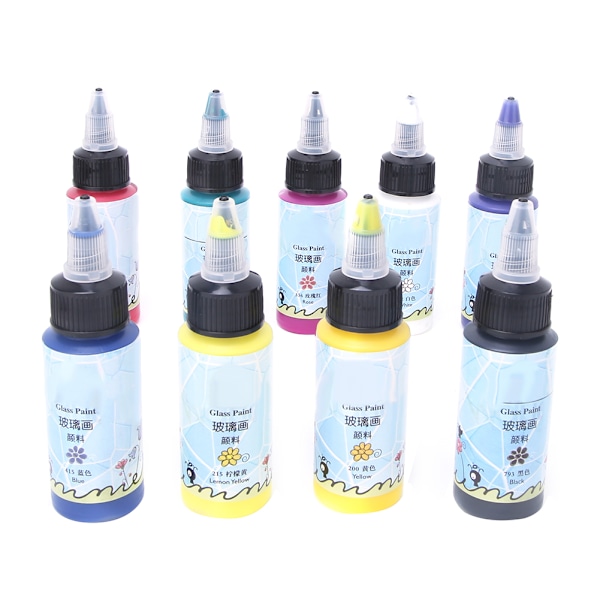9 färger målarfärg akrylfärg målarpigment DIY konst ritmaterial A7009 glasfärg