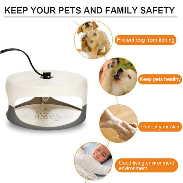 Elektrisk Sticky Flea Killer Rundflugor Trap Lamp Giftfri loppfälla för hemmet