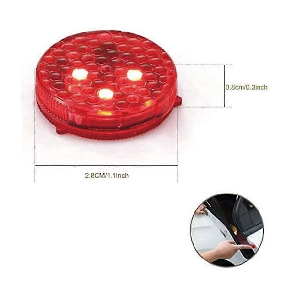 4 Pak Universal Anti-Kollisions Bil Dør Alarm LED Sikkerhedslys Strobe Åben Reflektor Lampe (Blå)