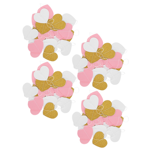 4 stk. Papir Garland Hængende Dekoration Garland til Jubilæum Bryllup Valentinsdag (Hjerte 7,8 cm 3,1 tommer)