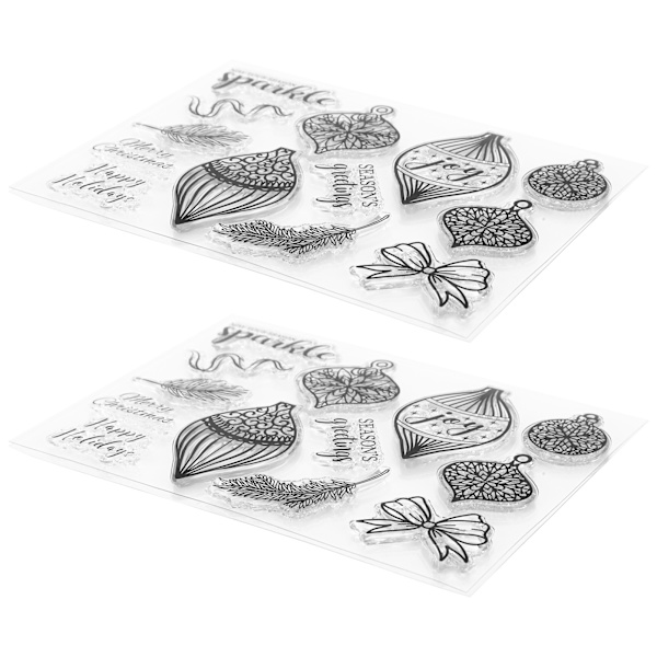2 Set Transparenta Stämplar Gummi TPR Rektangel DIY Journal Jul Mönster Hantverk Konst