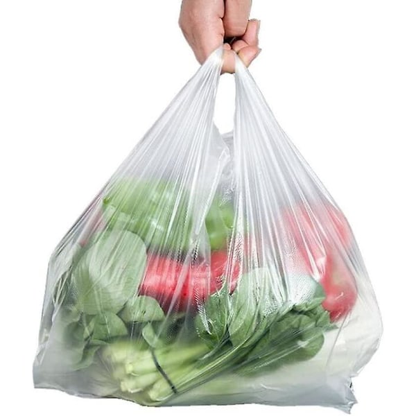 100 st 24x36cm/9.4x14 tum Klar Plast Väska Bärkassar Väst Stil Matkassar Takeout Påsar Handelsvaror Matvarukassar För Stormarknad