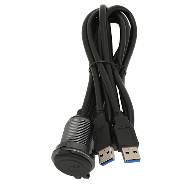 2 porter dobbel USB 3.0 hann til USB 3.0 hunn bilmontering flush kabel 3,3 fot plug and play vanntett dash panel monteringskabel