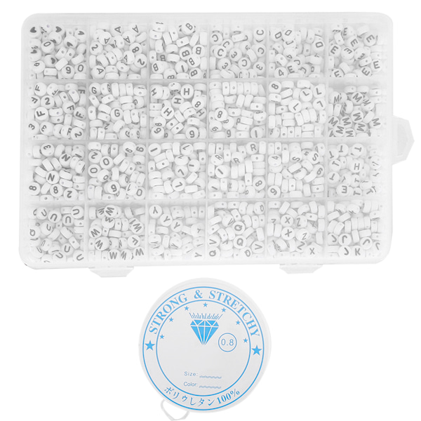 1850 stk 4x7 mm runde akrylperler Bogstavnummer Hjerteperler til smykkefremstilling tidlig uddannelse