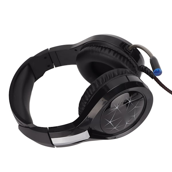 Spillhodesett med støydemping, stereo, myke øreputer, over-ear, USB-kablet hodetelefon med mikrofon, LED-lys for PS5 PC
