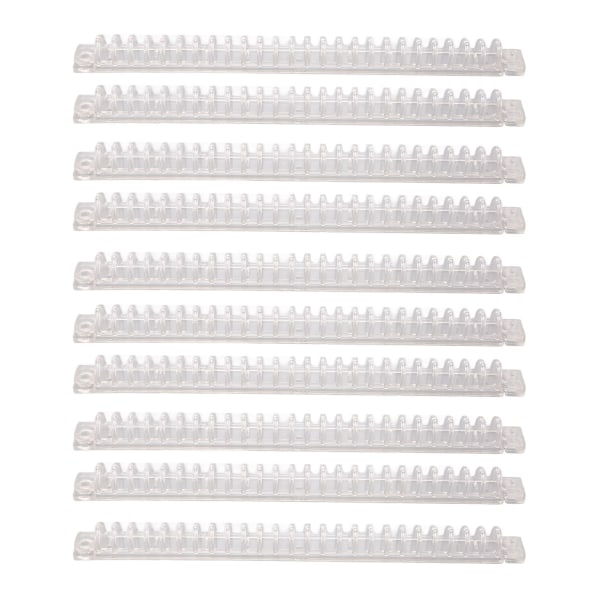 10 stk. innbindingsrygger i plast, spiralfjær, 26 hull, kapasitet for 100 ark, stripe for løse ark