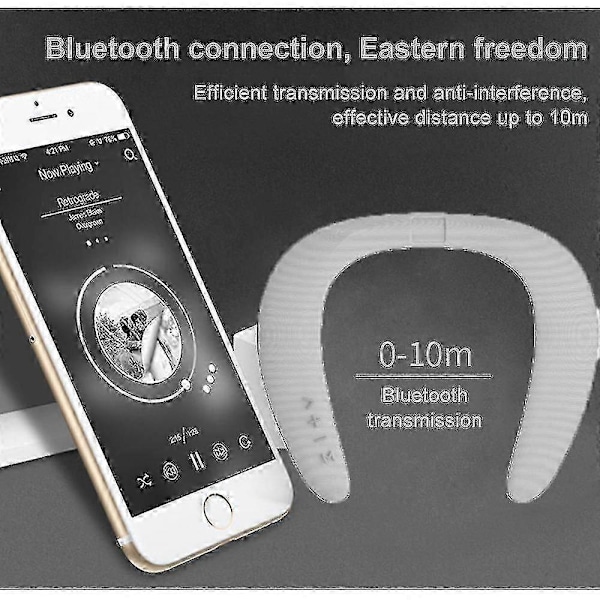 Kannettavat Bluetooth-kaiuttimet niskalenkillä, langattomat puettavat henkilökohtaiset kaiuttimet, harmaa