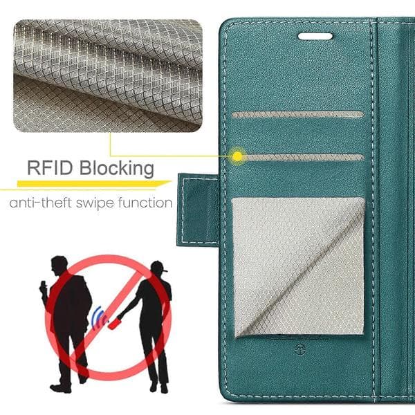 CaseMe Leather Wallet Case Compatible with Samsung Galaxy A33 5G - RFID Blocking, Magnetic Closure, Kickstand, Green Green
