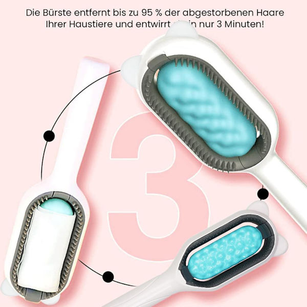 Børste til kæledyr, bløde børster, kæledyrsbørste til massage og fjernelse af løst hår, filtret hår til hunde og katte med langt og kort hår