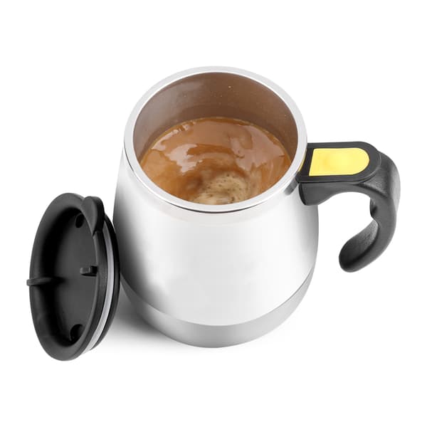 Elektrisk Selv-omrørende Kop i Rustfrit Stål Magnetisk Kaffekrus Hvid