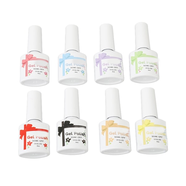 Hemma nagelsalong gellack professionell 8 färger DIY Soak Off UV LED nagelgel för kvinnor flickor