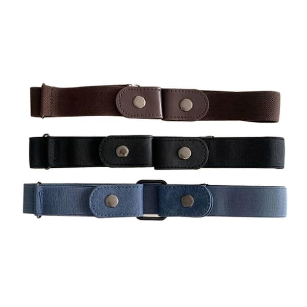 Unisex elastisk belte 3 stk. justerbart ensfarget midjebelte for kvinner og menn A