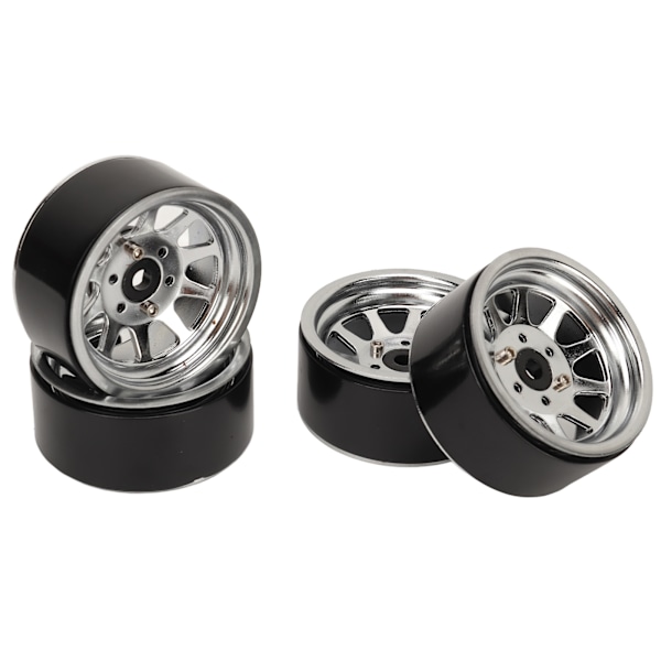 4PCS RC Hjulnav Set Zinklegering Stål Universal 1,9 Tum 10 Fälgar RC Crawler Bilhjulnav för Axial SCX10 II III Silver