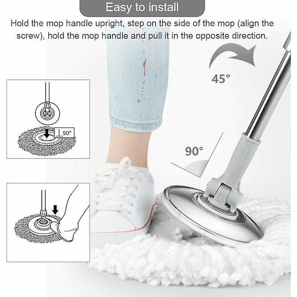 Mikrokuituiset moppipäät, moppipäiden vaihtopäät pyöreät moppipäät 360° pyörivät 3 kpl (halkaisija 16 cm)