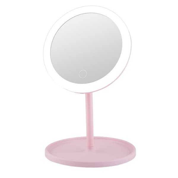 LED-belyst makeup-spejl USB genopladeligt justerbart fyldlys bærbart skrivebordsspejl