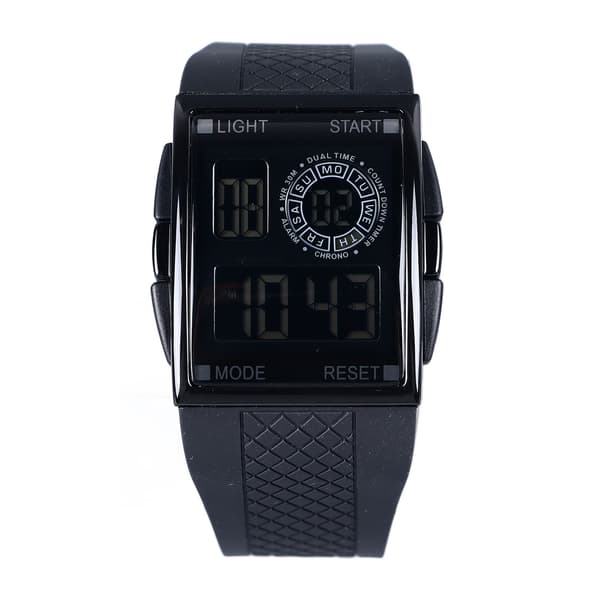 Digital Sportsur Vandtæt Stopur PU Læderrem LED Lysende Studenter Multifunktionelt Ur til Kvinder Mænd Sort