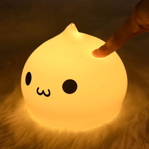 Cute Dumpling Night Light, Portable Silicone Animal Lamp for Kids, Battery Powered Nursery Nightlight