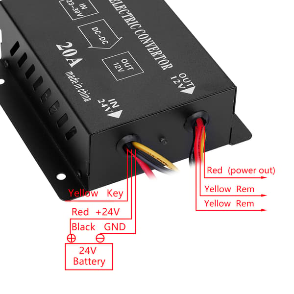 Bil lastebil 20A 240W DC 24V til 12V strømomformer elektrisk spenningsreduserende nedtrappingstransformator