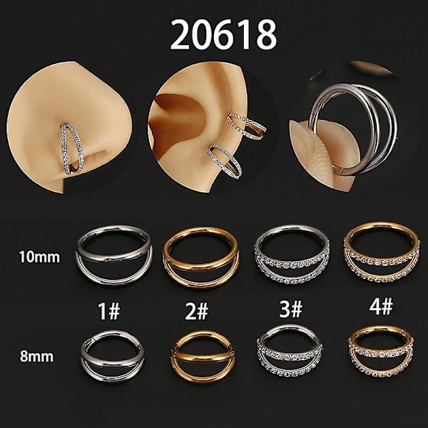 Elegant guld 2-delad set: 8 mm och 10 mm perforerade konchringar