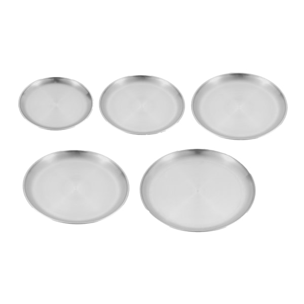 5PCS Stainless Steel Plate Metal Round Reusable Dinner Dishes for Home Outdoor Camping