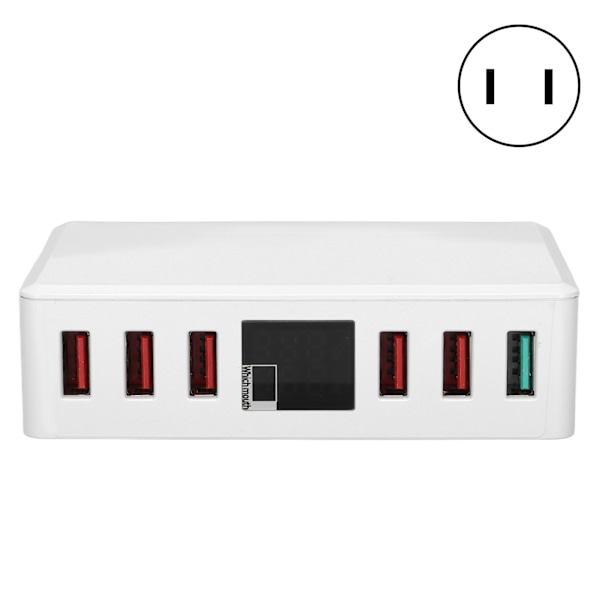 6 porte QC 3.0 USB-oplader, hurtigoplader, digitalt display, smart ladestation, 100-240V US-stik 100-240V