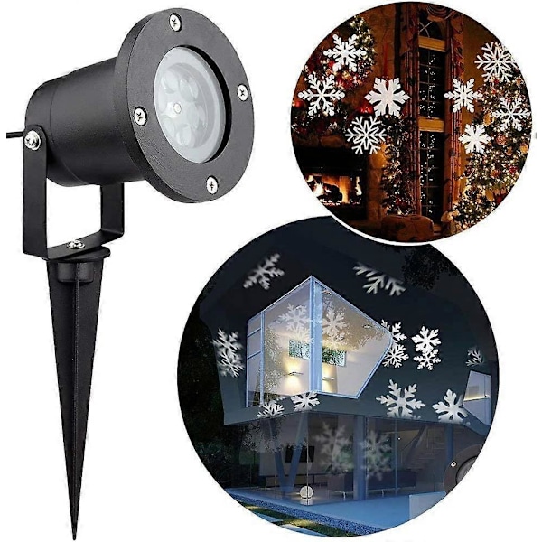 Juleprojektor LED Snøfnugg Lampe Vanntett Lys