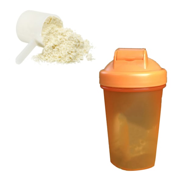 Proteinpulver Shaker Cup PP Shaker Flaske med Rustfrit Stålkugle til Blanding 500mlOrange