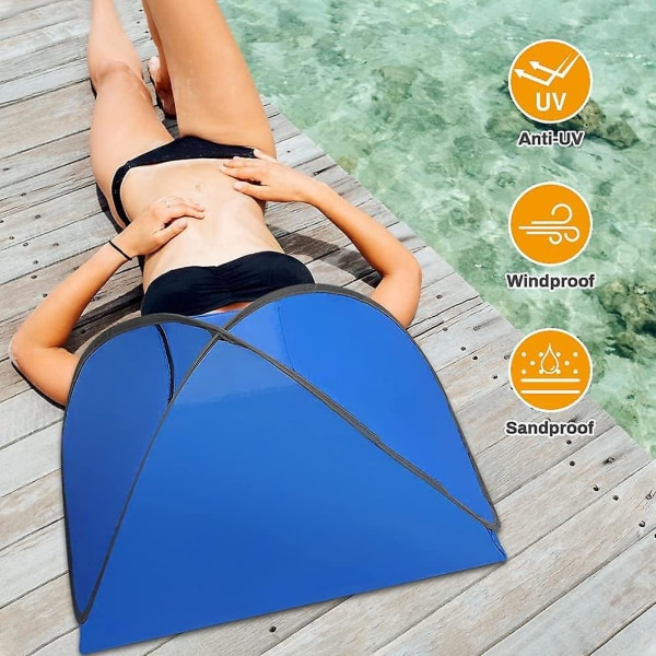 Bärbart pop up strandtält för 1-2 personer, solskydd med telefonhållare och förvaringsväska