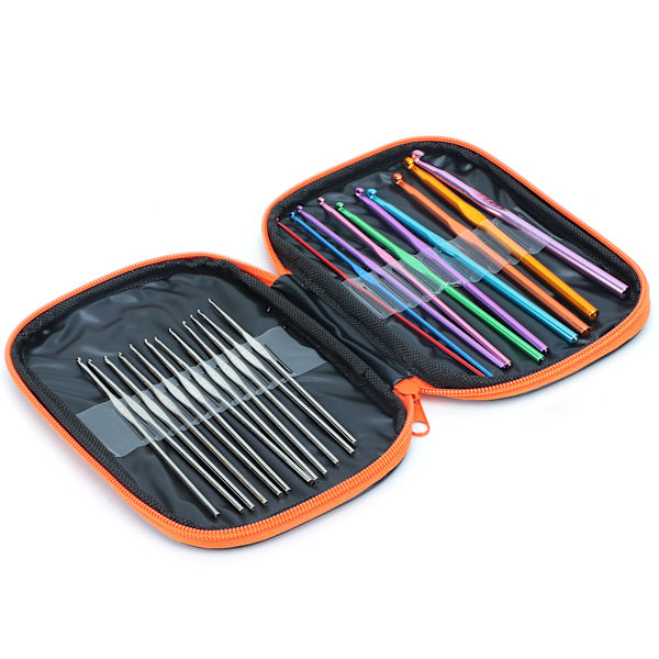 100 st virknålsset DIY 22 virknålsset med små tillbehör för stickentusiaster nybörjare orange