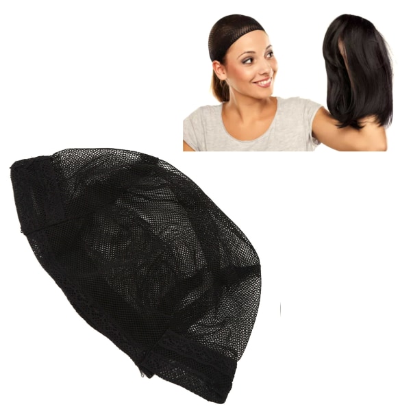 Peruk Kepsar Nylon Sträckbar Andningsbar Dome Mesh Net Peruk Cap För Cosplay Dress Up Svart