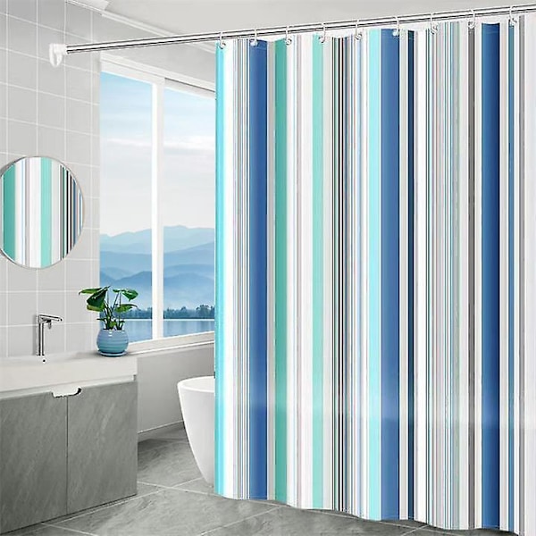 Dusjforheng 180 x 200cm Muggfri Lett å Rengjøre Polyester Vanntett Stoff Med Kroker Vanntett Dusjforheng