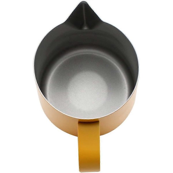 Melkekanne i rustfritt stål, dampkanne, egnet for kaffe, latte og melkeskumming 600ml Gul