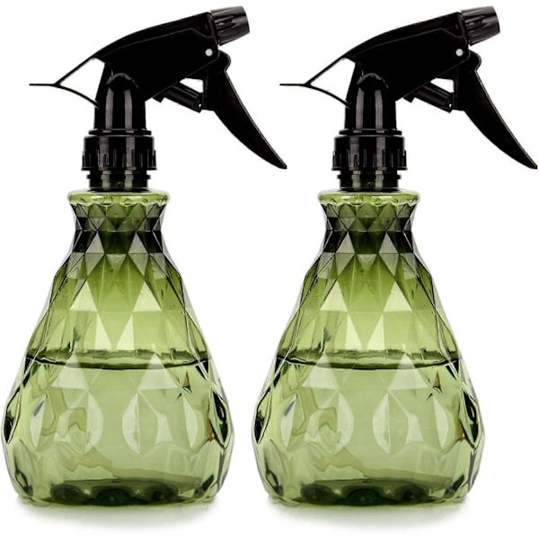 2 stk. Tomme Sprayflasker, 500 ml Vandsprayflasker med Justerbart Sprayhoved, Genopfyldelige Trigger Sprayflasker (Grøn)
