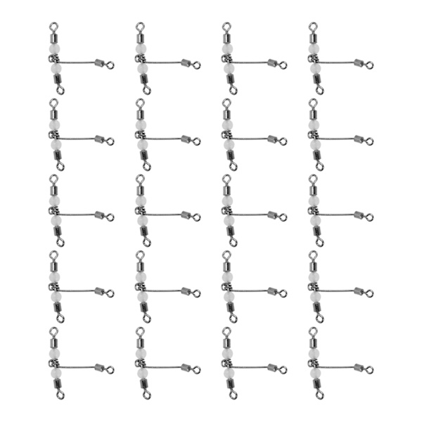 20 st T-formade lysande fiskewirar 3-vägskontakt korslinje rullande wirar med pärlor4x5 #