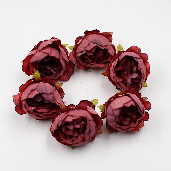 Set med 9 stycken konstgjorda rosenhuvuden för DIY bröllopskort, fest, hemdekoration (9 olika färger)