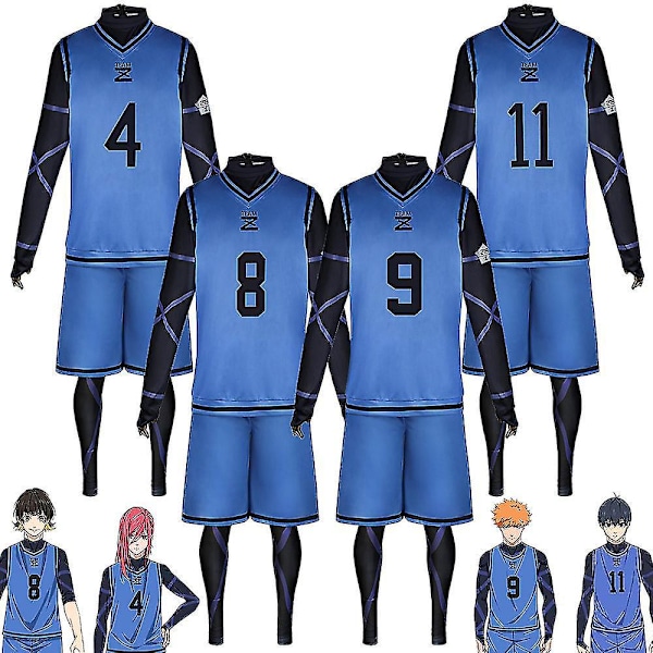 Bluelock Fodbold Træningstrøje - Yoichi Isagi Cosplay Kostume 11 XL