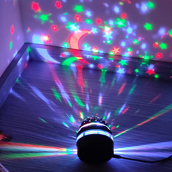 Stjärnhimmel nattlampa projektor för barn 360 graders rotation LED projektionslampa USB färgglada gipsophila lampor