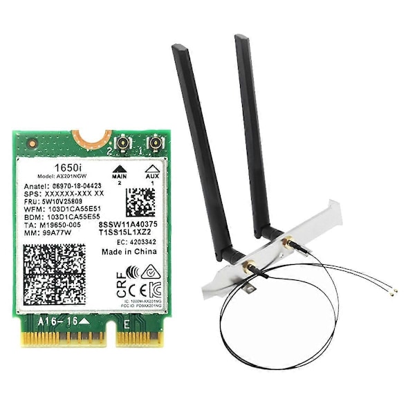 1650i AX201NGW WiFi-kort+2x8DB Antenne+Blænde 3000Mbps WIFI6 2.4G/5G