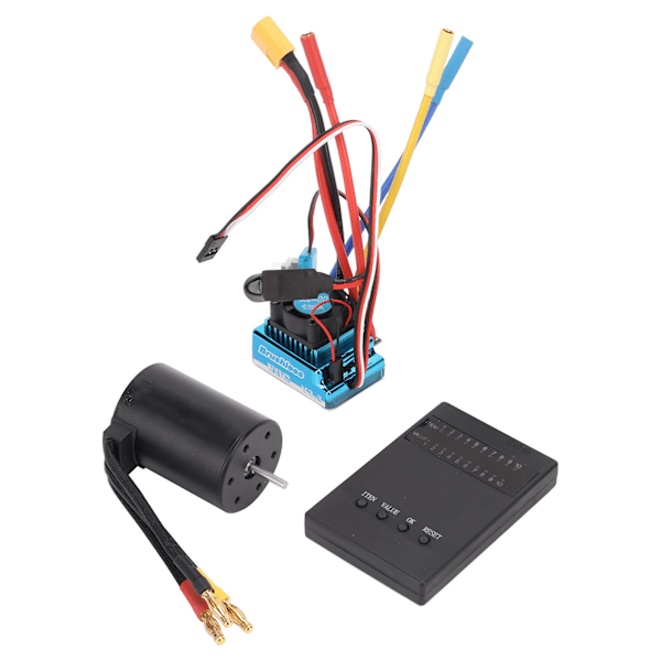 3650 Motor Kit 2300KV One Click Indstillinger Vandtæt RC Børsteløs Motor ESC Combo med Programmeringskort til 1/10 1/8 RC Bil