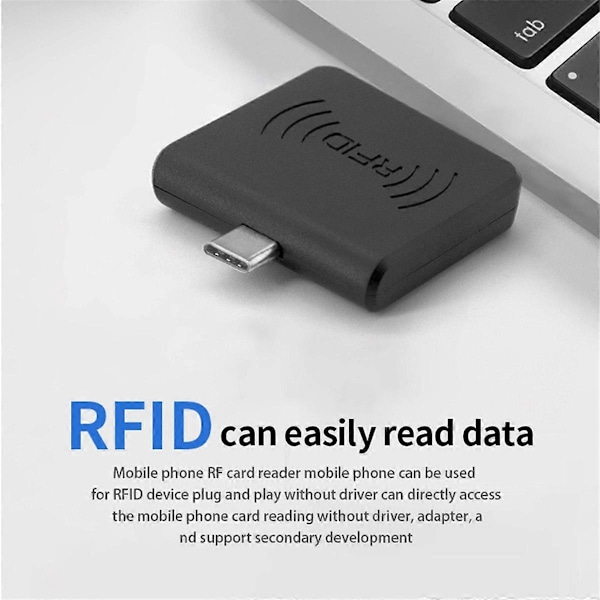 Mini Type C -liitäntäinen 134,2 kHz RFID EMID -eläintunnistuslukija (musta)