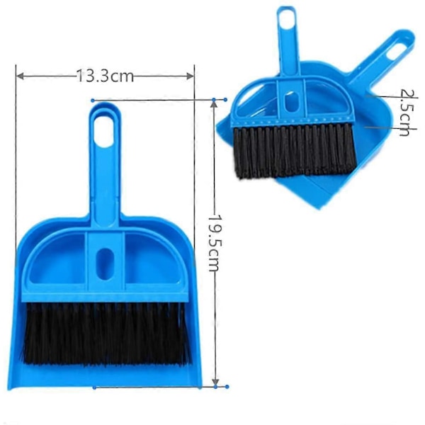 Mini Sopborste Set Portabel Plastborste Set (blå) används för Burrengöring av alla Smådjur, Marsvin, Kaniner, Hamstrar, Reptiler