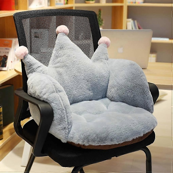 Mjuk plysch sittdyna rygg ländryggsstöd lindrar tryck (Crown Grey) Bredd 40 Höjd 40 Längd 55 cm