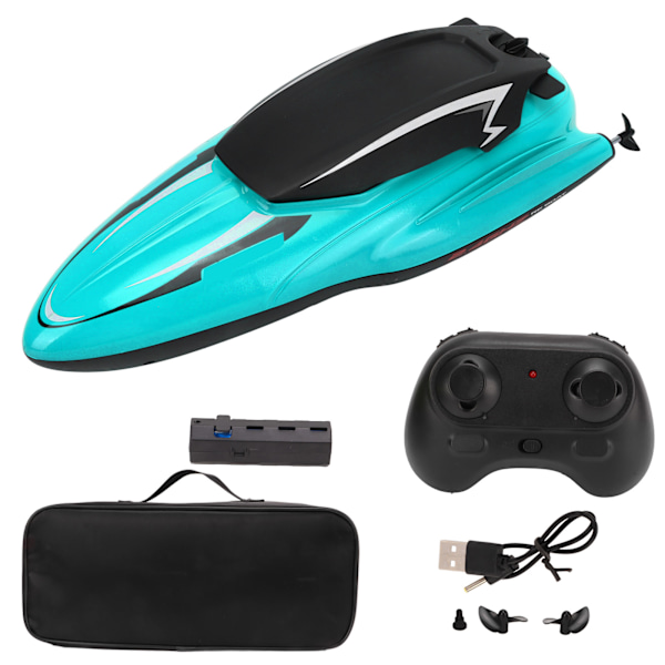 Remote Control Boat RC Ship Waterproof High Speed Speedboat Model Toy for Above 8 Years Old Blue 2Pcs Battery