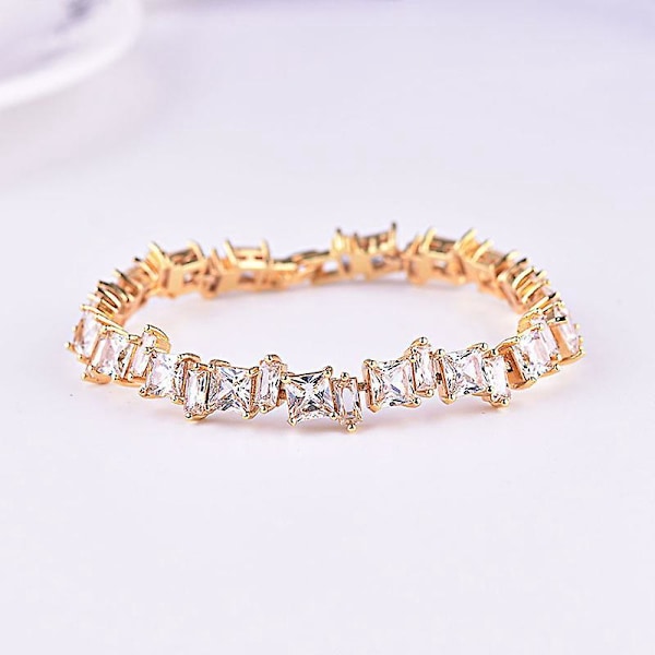 Damearmbånd Guldbelagt/platin Cubic Zirconia, hvid