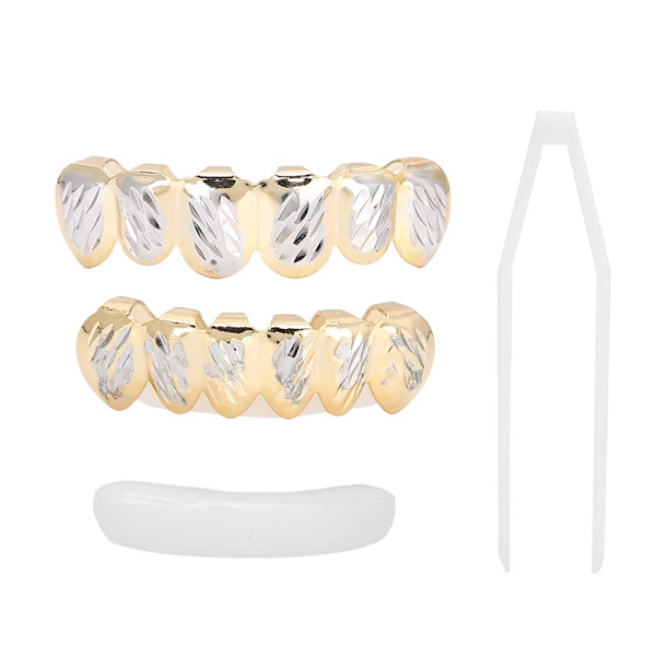 Guld Tänder Set Tvåfärgad mässing Utsökt tänder tillbehör för Halloween Party Gift