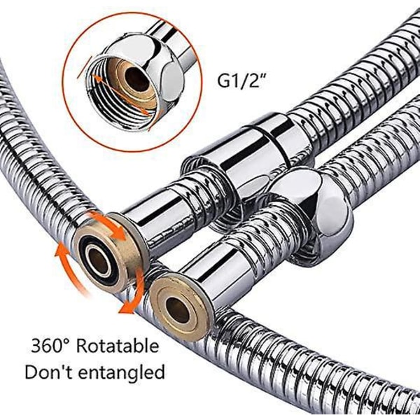 Universell anti-twist dusjslange i rustfritt stål - 2m (G1/2 tommer)