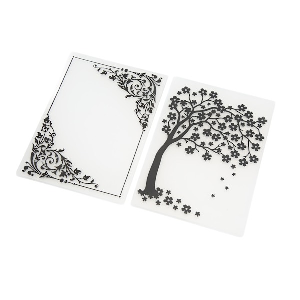 2 stk. prægemapper i plastmateriale Dekorative teksturer DIY fremstilling af prægede designs Skabeloner til scrapbooking