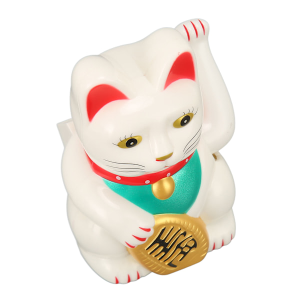 4in Solar Lucky Fortune Cat med vinkende arm Solar Powered Feng Shui Lucky Cats Lucky Beckoning Waving Wealth Cat Home Decor White MLY23056 1